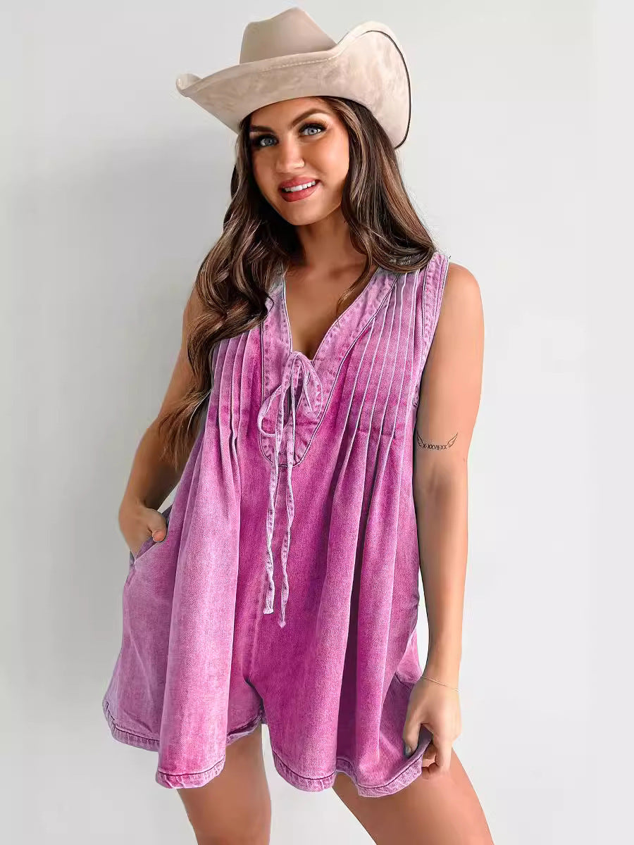 Combinaison / Jumpsuit en Denim – Sans Manches / Manches Courtes