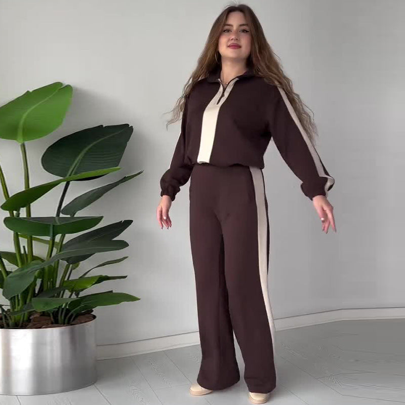 Ensemble Décontracté Femme – Pull & Pantalon Bicolore