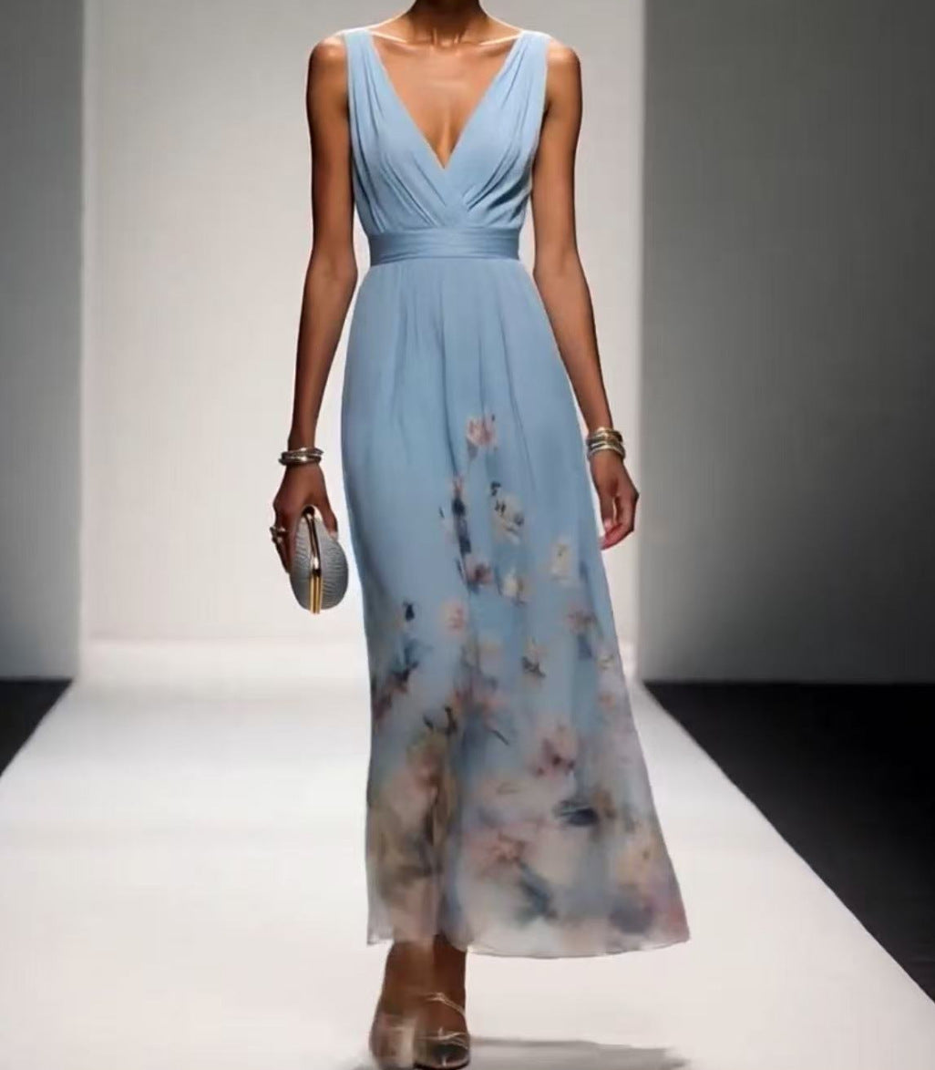 Robe de Soirée Élégante Col V à Découpes Croisées