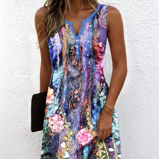 Robe d’Été à Manches Évasées et Col en V – Femme