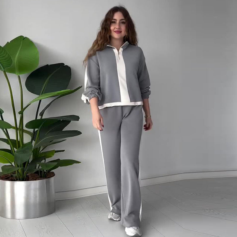 Ensemble Décontracté Femme – Pull & Pantalon Bicolore