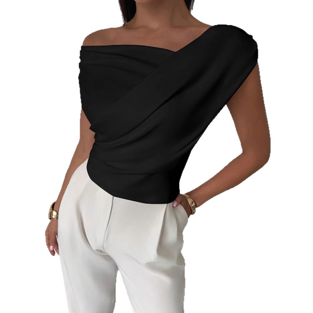 T-shirt sans manches de couleur unie et tendance pour femme