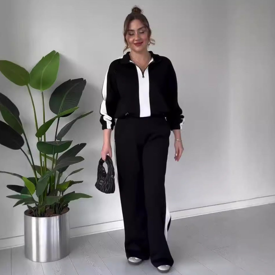 Ensemble Décontracté Femme – Pull & Pantalon Bicolore