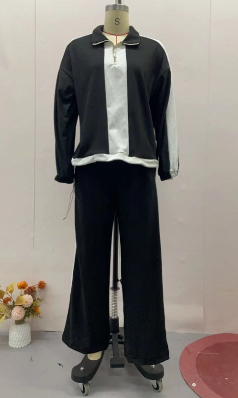 Ensemble Décontracté Femme – Pull & Pantalon Bicolore
