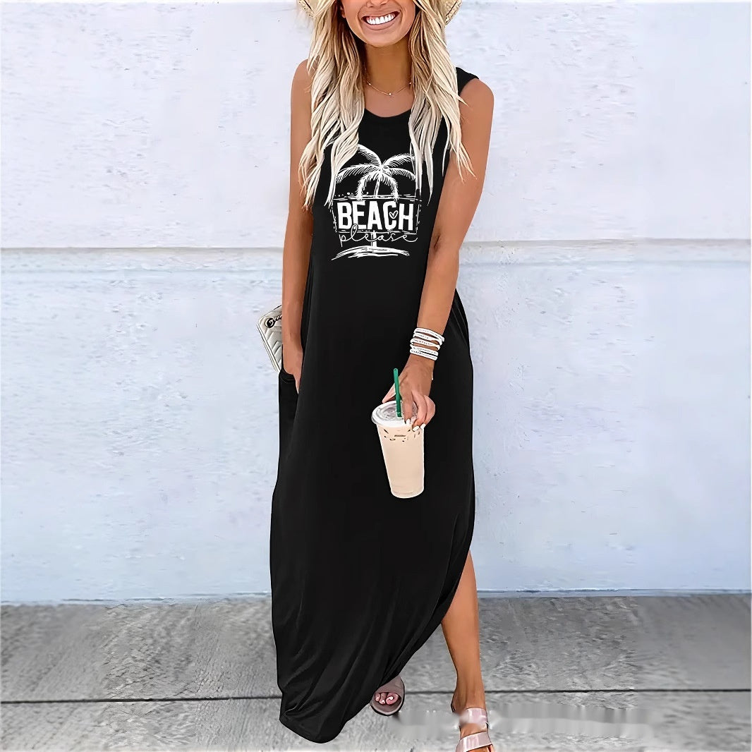 Robe d’Été Longue Sans Manches – Style Décontracté