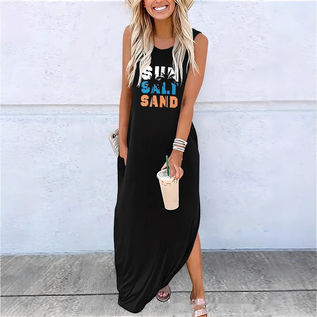Robe d’Été Longue Sans Manches – Style Décontracté