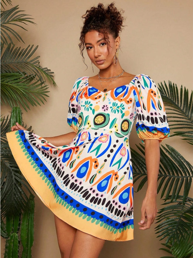 Mini-robe tissée à bulles pour les vacances d'été