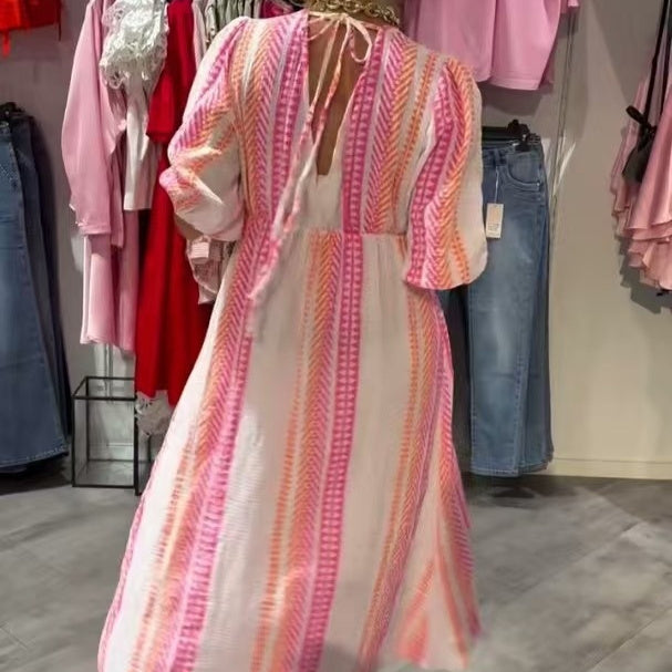 Robe imprimée grande taille à col en V pour femme