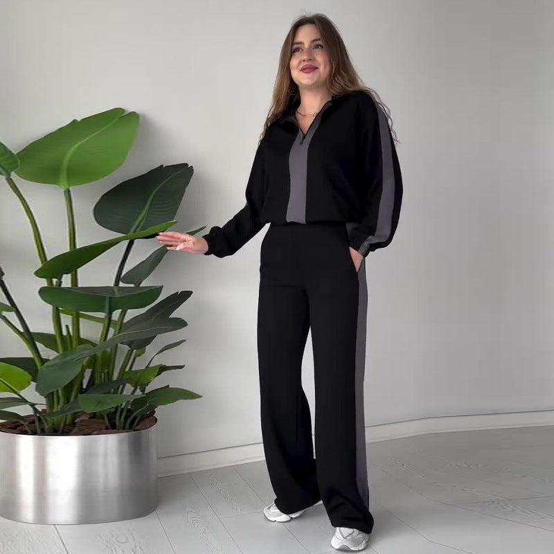 Ensemble Décontracté Femme – Pull & Pantalon Bicolore