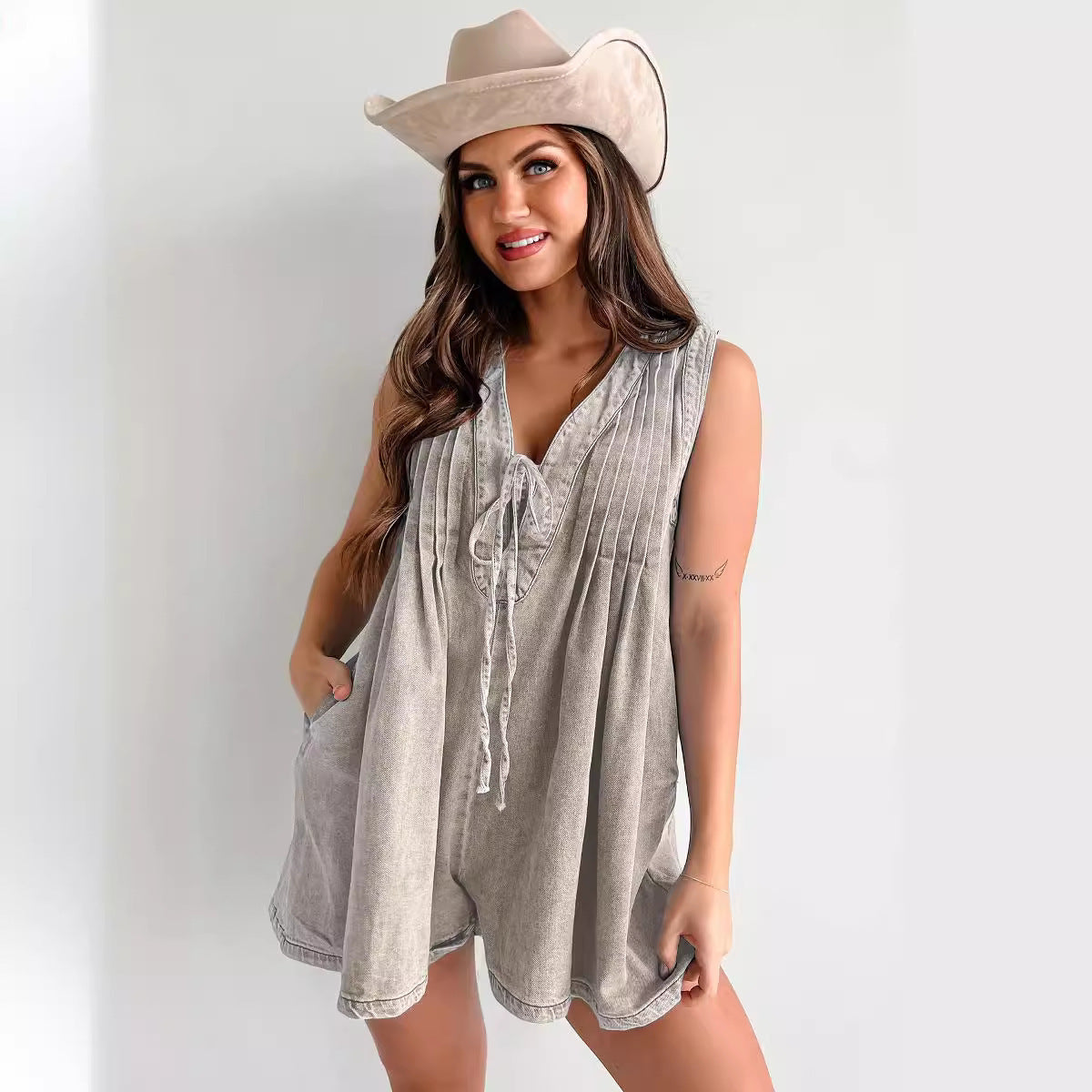 Combinaison / Jumpsuit en Denim – Sans Manches / Manches Courtes