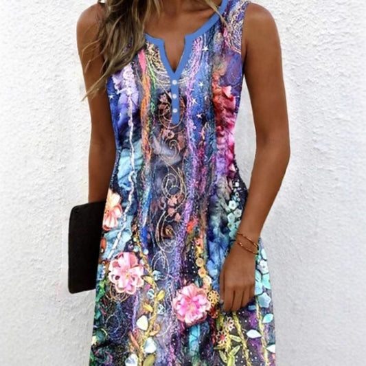 Robe d’Été à Manches Évasées et Col en V – Femme