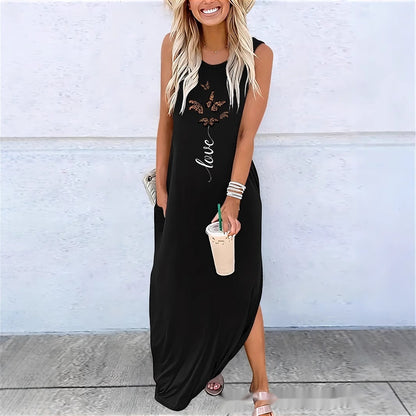 Robe d’Été Longue Sans Manches – Style Décontracté