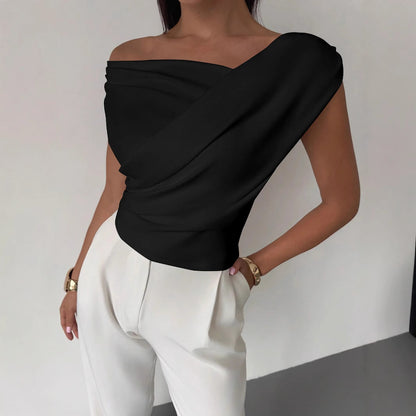 T-shirt sans manches de couleur unie et tendance pour femme