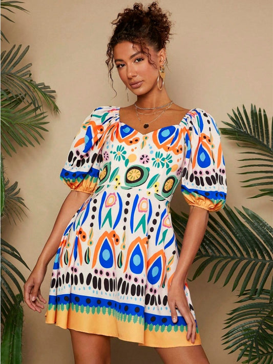 Mini-robe tissée à bulles pour les vacances d'été